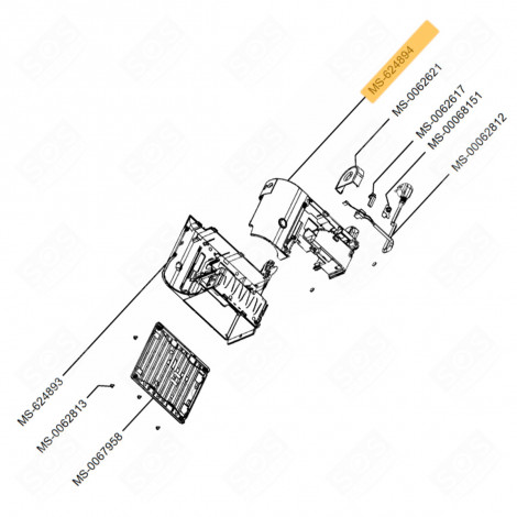 RIGHT HALF-CASE (REFERENCE N°MS-624894) NESPRESSO PIXIE COFFEE MAKER, ESPRESSO - MS-624894, MS624894