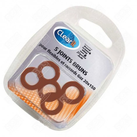 FLEXIBLE BROWN GASKETS (X5) AND GAS FITTINGS 20X150 OVEN, COOKER - 74X9875