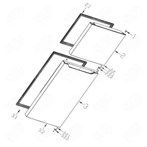 DOOR SEAL (REFERENCE 3.1) REFRIGERATOR, FREEZER - 1065432, 34041163