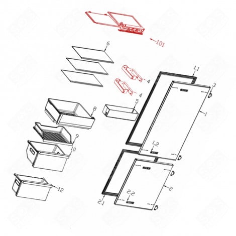 SHELF, VEGETABLE DRAWER SHELF (MARKER N°6) REFRIGERATOR, FREEZER - 1065469, 34041124