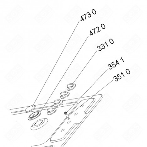 BUTTON (MARK 331 0) ELECTRIC / GAS HOBS - 481241128976, C00385391