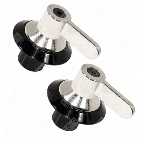 SET OF 2 ORIGINAL BLACK/STAINLESS STEEL CONTROL KNOBS GAS / ELECTRIC OVENS - 694975086