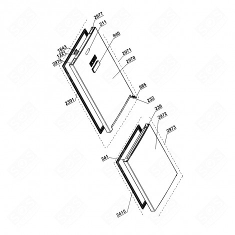 BLACK DOOR SEAL (FREEZER PART NO. 2415) REFRIGERATOR, FREEZER - 4633087000, 4669523800