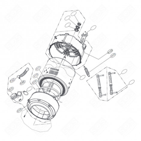 HALF-BASIN REAR (MARKING K105) WASHING MACHINES - AGM75471404