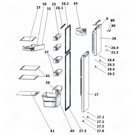 UPPER DRAWER (MARKING NO. 36) REFRIGERATOR, FREEZER - 53030402, 1059123