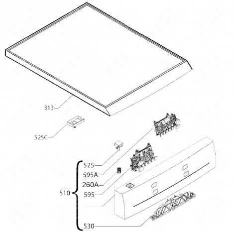 COMPLETE CONTROL PANEL (REFERENCE NO. 510) DISHWASHER - 8088483436