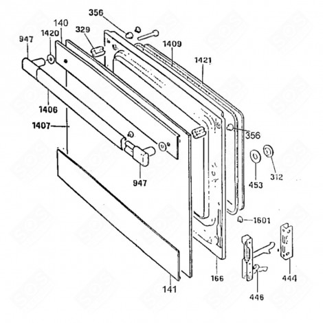 GLASS DOOR (MARK N°1407) GAS / ELECTRIC OVENS - 406391, 0406391