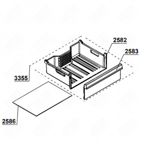 LOWER DRAWER FRONT (MARK 2583) REFRIGERATOR, FREEZER - 4658985500