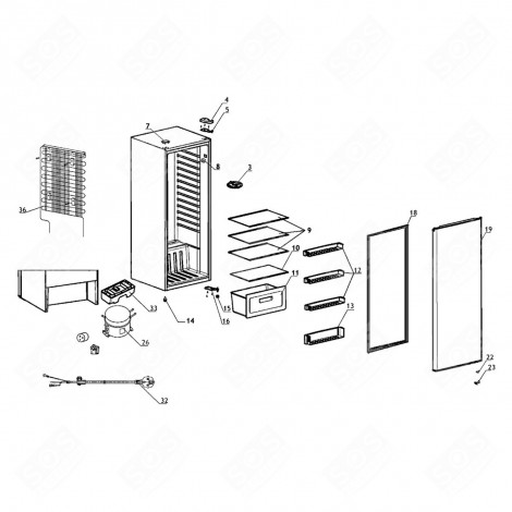 TOP OF VEGETABLE BIN (REFERENCE NO. 10) REFRIGERATOR, FREEZER - 1069771, 18040313 