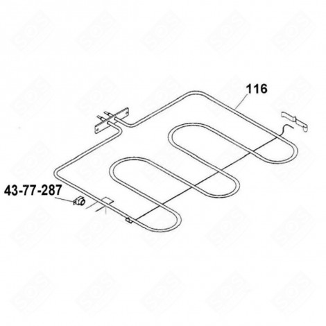 GRILL RESISTANCE REFERENCE 116 GAS / ELECTRIC OVENS - 42825246, 42836666