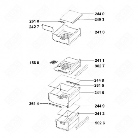 FRESHBOX+ DRAWER (REFRIGERATOR PART) REFERENCE 2410 REFRIGERATOR, FREEZER - C00568087, 488000568087