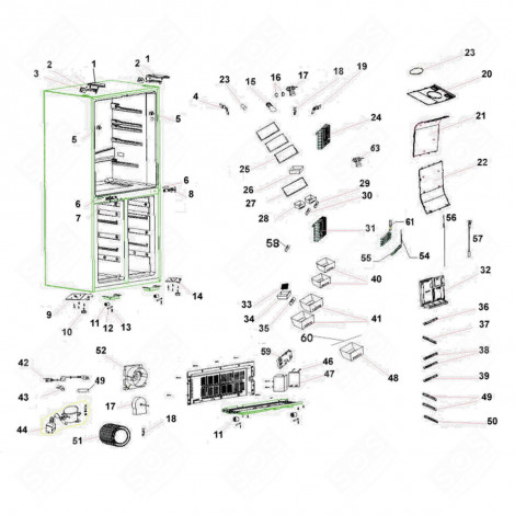 FAN MOTOR (MARK N°17) REFRIGERATOR, FREEZER - 1061747, 40040077