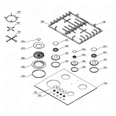 GLASS PLATE (REFERENCE N°120) ELECTRIC / GAS HOBS - CU004051