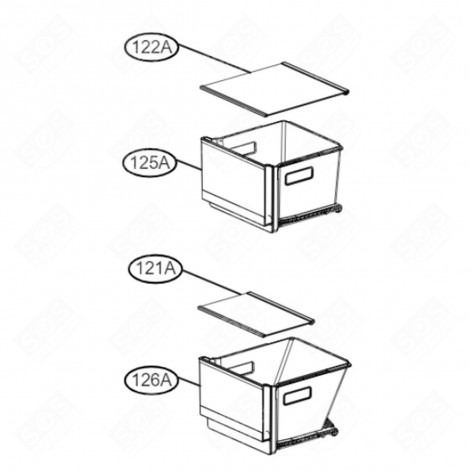 DRAWER (FREEZER PART) ORIGINAL REFERENCE 126A REFRIGERATOR, FREEZER - AJP76401504