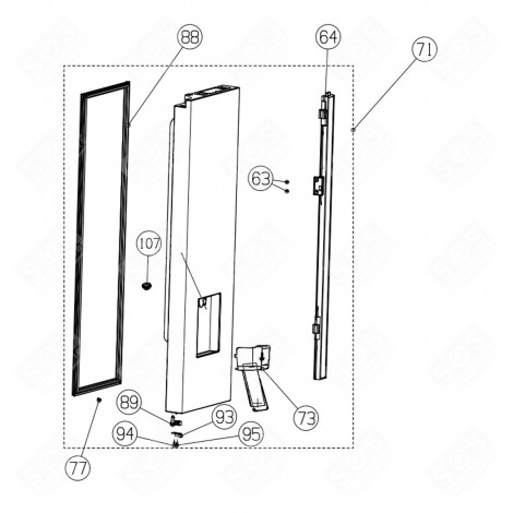 MAGNETIC GASKET (REFERENCE NO. 88) REFRIGERATOR, FREEZER - HK2142873