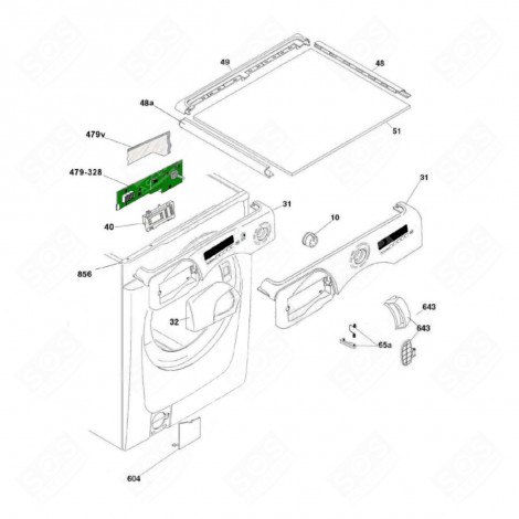 CONTROL PANEL + SENSOR (REFERENCE N°31) WASHING MACHINES - 43040324