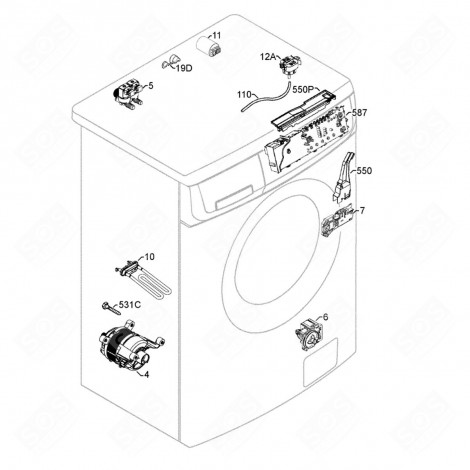 ELECTRONIC CONTROL CARD (MARK 587) WASHING MACHINES - 973914520812046 