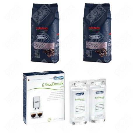 SET OF 2 PACKETS OF KIMBO ESPRESSO PRESTIGE COFFEE BEANS 1KG AND 1 DESCALER COFFEE MAKER, ESPRESSO - 5513282411, 5513296011