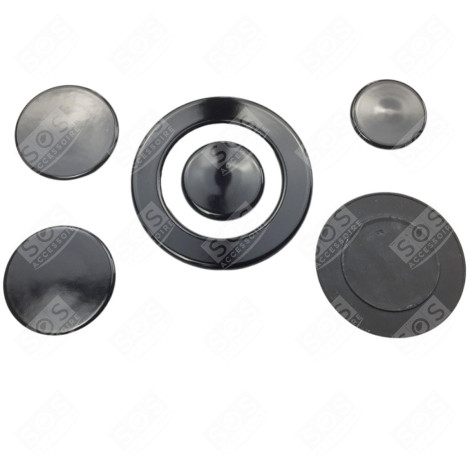 SET OF 5 BURNER CAPS ELECTRIC / GAS HOBS - C00052931, C00052932