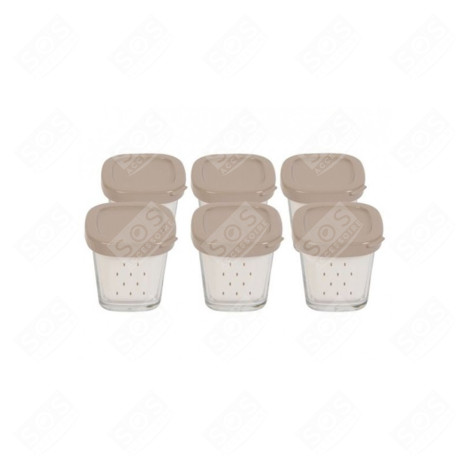 BOX OF 6 GLASS YOGHURT POTS WITH LID AND DRIP TRAY YOGHURT MAKER - XF100101, XF100501