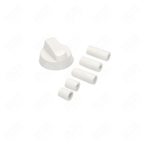 WHITE UNIVERSAL OVEN KNOB WITH 5 ADAPTERS GAS / ELECTRIC OVENS - 3666356120198