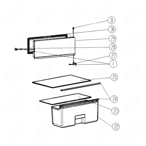 PORTILLON DE FREEZER (REPÈRE 29) REFRIGERATOR, FREEZER - 693L88