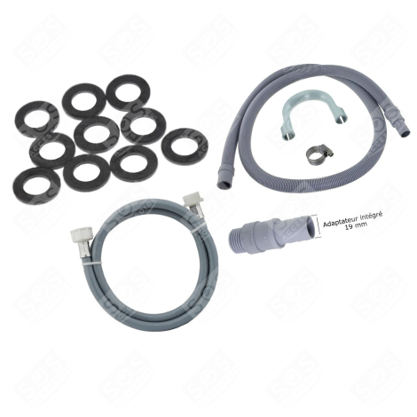 UNIVERSAL WATER INLET HOSE KIT, ANGLED 3500MM WITH DRAIN HOSE EXTENSION 2500MM WASHING MACHINES - 3666356130500