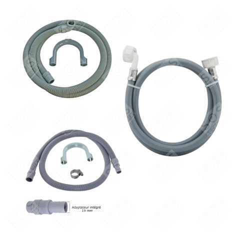 UNIVERSAL WATER INLET HOSE KIT 5000MM WITH DRAIN HOSE AND EXTENSION (2500+2500MM) WASHING MACHINES - 3666356129771