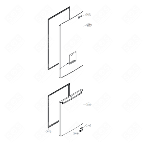 PORTE PARTIE RÉFRIGÉRATEUR REFRIGERATOR, FREEZER - ADD75816437, ADD76449652