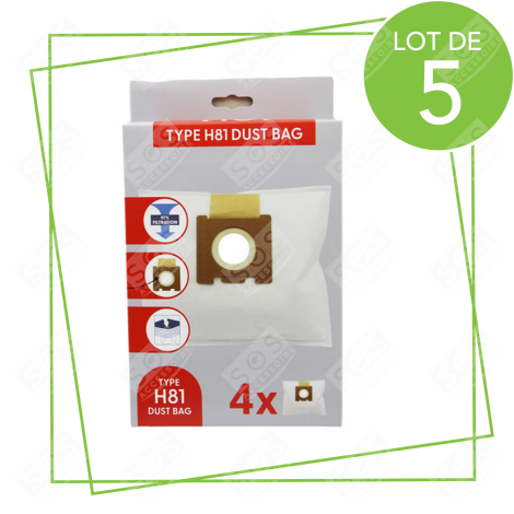 LOT DE 5 BOÎTES DE 4 SACS MICROFIBRE H81 VACUUM CLEANER  - 35601865