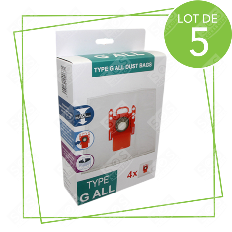 LOT DE 5 BOÎTES DE 4 SACS TYPE G 270 X 60 MM VACUUM CLEANER  - 00576334,17000940