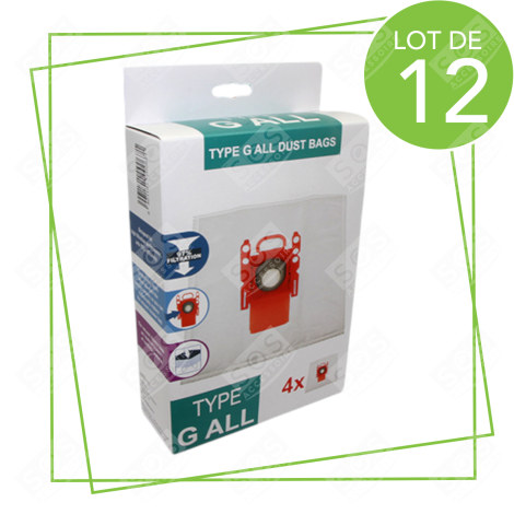 LOT DE 12 BOÎTES DE 4 SACS TYPE G 270 X 60 MM VACUUM CLEANER  - 00576334,17000940