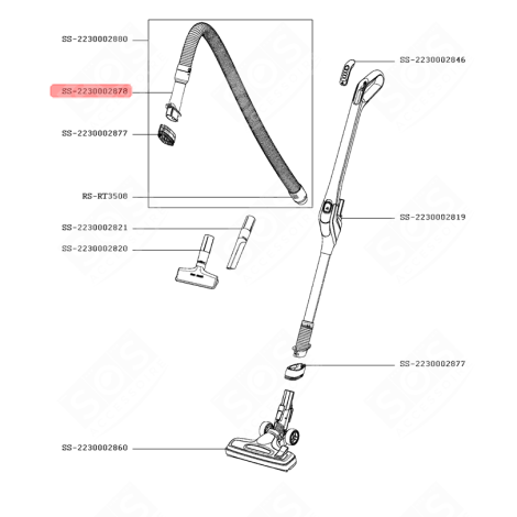 POIGNÉE DE FLEXIBLE AVEC BROSSE BLANCHE VACUUM CLEANER  - SS-2230002878, SS2230002878