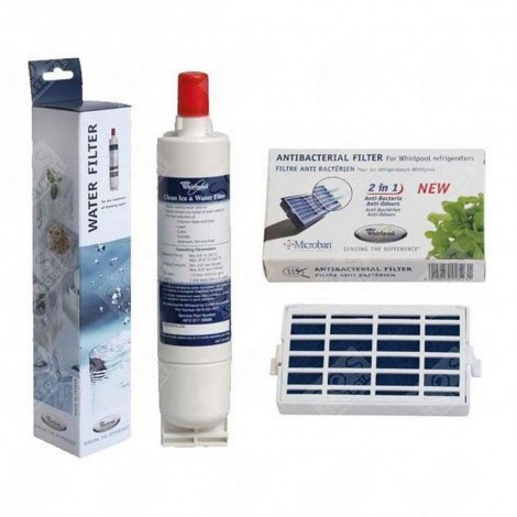 PACK WITH 1X MICROBAN 481248048172 FILTER + 1X SBS002 481281729632 FILTER REFRIGERATOR, FREEZER - SBS002 MICROBAN