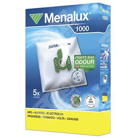 BOX OF 5 MENALUX 1000 BAGS VACUUM CLEANER  - 9090108011, 9001961326