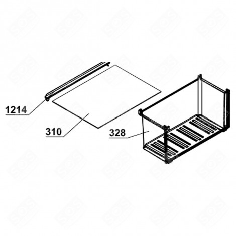 GLASS SHELF (REF. 310) REFRIGERATOR, FREEZER - 4657042500