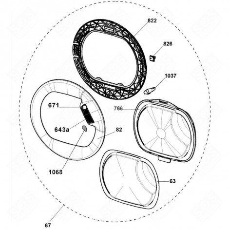 COMPLETE FLAP (NO. 63) TUMBLE DRYER - 40011053