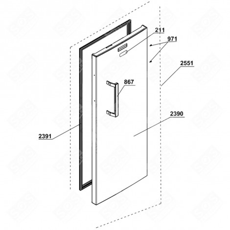 FRIDGE DOOR SEAL (REF. 2391) REFRIGERATOR, FREEZER - 4633081100, 4669520600