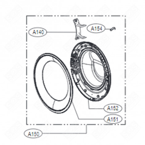 COMPLETE DOOR (A150) WASHING MACHINES - ADC74625730, ADC74625701