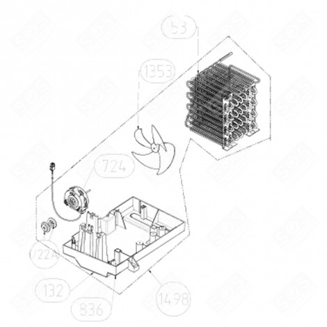 EVAPORATION TRAY (MARKING 132) REFRIGERATOR, FREEZER - 5704250100