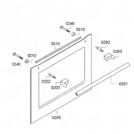 ORIGINAL FACADE GLASS (MARK 0205) GAS / ELECTRIC OVENS - 00798636, 798636