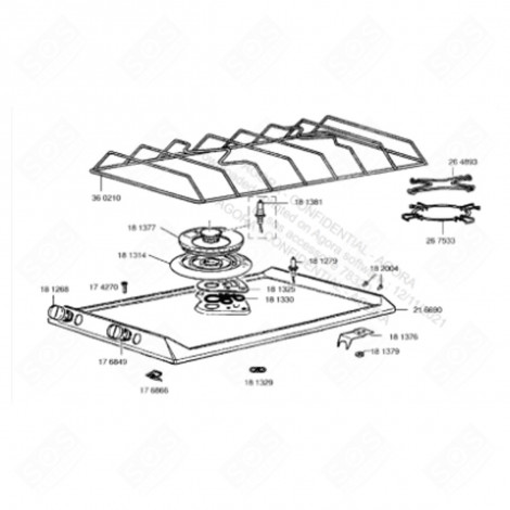 ORIGINAL SELECTOR 181268 ELECTRIC / GAS HOBS - 00181268, 181268