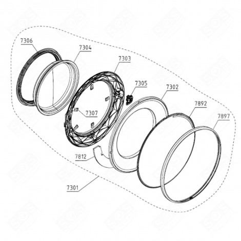 DOOR FRAME (MARK 7897) WASHING MACHINES - 537898