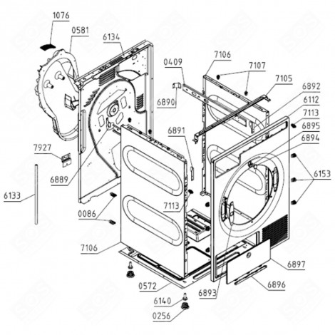 DOOR CONTROL SUPPORT TD-75/85 (REFERENCE 6874) TUMBLE DRYER - 556162