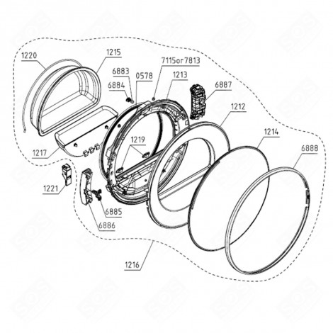 DOOR SENSOR SEGMENT TD-75/85 (REFERENCE 6886) TUMBLE DRYER - 555924