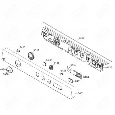 CONTROL PANEL T754C (CODE 6401) TUMBLE DRYER - 494529