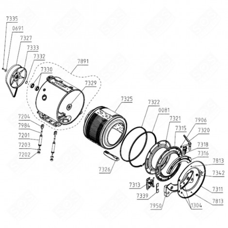 FRONT BASKET CLAMP (MARK 7315) WASHING MACHINES - 816106