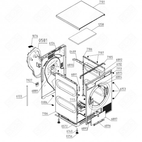 REAR PANEL COVER WITH GASKET (REFERENCE 0581) TUMBLE DRYER - 603335