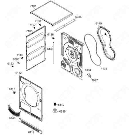 REAR WALL COVER V2 SP/K A-10 (MARK 6149) TUMBLE DRYER - 603333