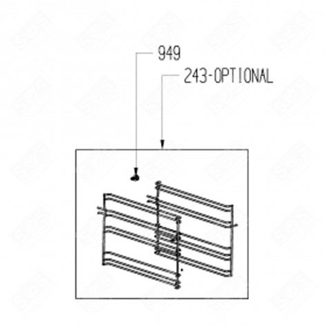 RIGHT SIDE SHELF + TELESCOPIC GUIDE (REFERENCE 243) GAS / ELECTRIC OVENS - 210443593